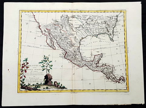 1785 Antonio Zatta Large Antique Map of Southern United States, Texas, Mexico