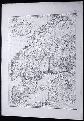 1786 F A Schraembl Large Antique Map of Norway, Sweden, Denmark, Iceland, Baltic