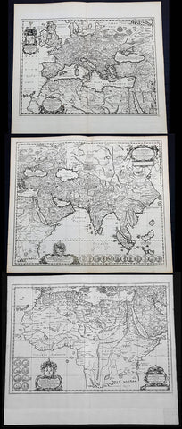1650 Jan Jansson & Nicolaas Blankaert 3 x Large Antique Maps Europe, Asia & Africa