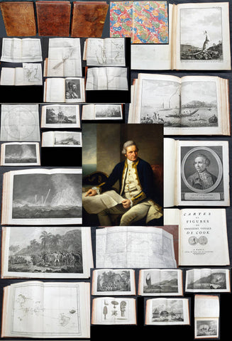 1774, 1777 & 1785 Capt James Cook 3 Atlas Volumes 1st Editions 204 Maps & Prints