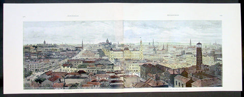 1888 Picturesque Atlas Large Antique Print View of Melbourne from the Law Courts