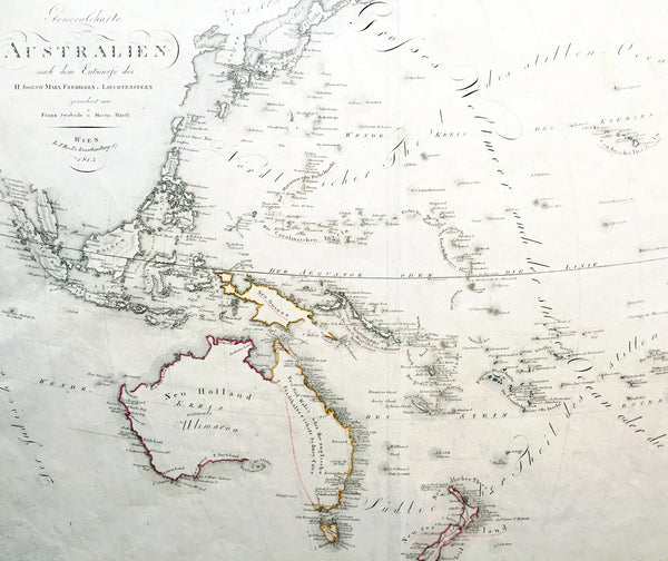 1815 Swoboda & Hartl Antique Early Map of New Holland Australia, Ulimaroa Scarce