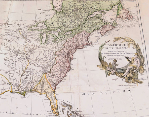 1746 D Anville Large Antique Map of North America - Pre French Indian & Rev. War