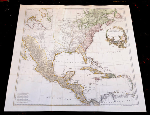1746 D Anville Large Antique Map of North America - Pre French Indian & Rev. War