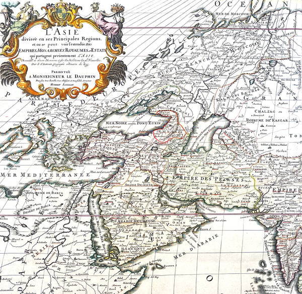 1696 Alexis Hubert Jaillot Large Antique Map of Asia - Saudi Arabia to Australia