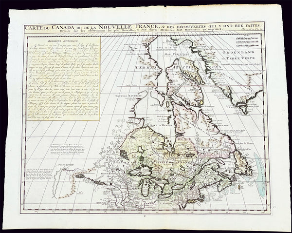1719 H. Chatelain Large Antique Map of North America Canada Great Lakes, Detroit
