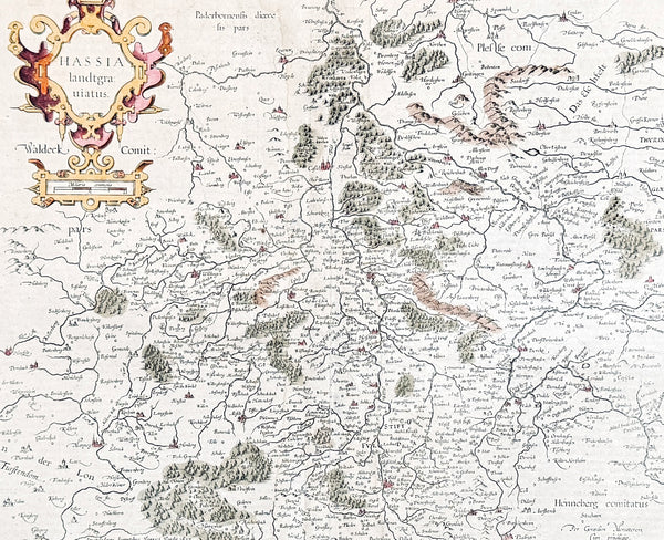 1628 Gerard Mercator & Henricus Hondius Antique Map State of Hesse, Germany