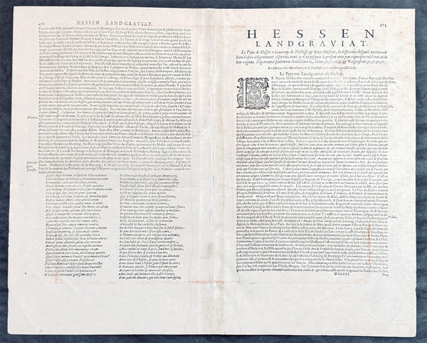 1628 Gerard Mercator & Henricus Hondius Antique Map State of Hesse, Germany