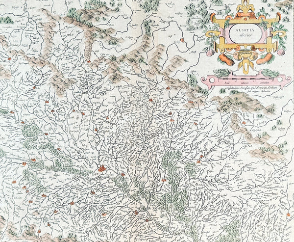 1628 Gerard Mercator & Henricus Hondius Antique Map the Alsace Region of France