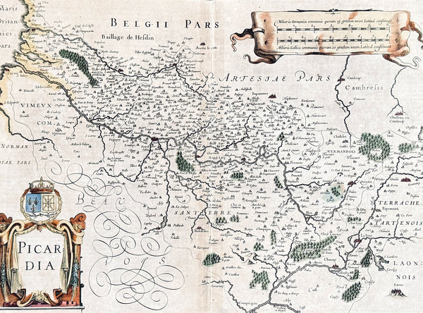 1628 Jan Jansson Antique Map of the Picardy or Picardie Region of France