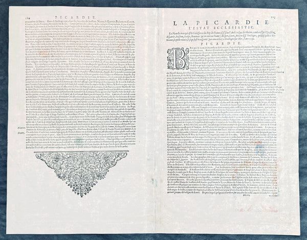 1628 Jan Jansson Antique Map of the Picardy or Picardie Region of France