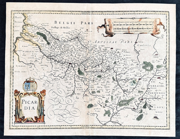 1628 Jan Jansson Antique Map of the Picardy or Picardie Region of France