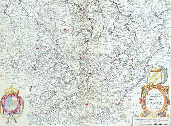 1628 Gerard Mercator & Henricus Hondius Antique Map, Champagne Region of France