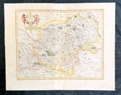 額装品　西洋古地図　17世紀　G.MERCATOR 「Waldeck」美品 Antique Map of the Seventeen Provinces by Mercator (1606)