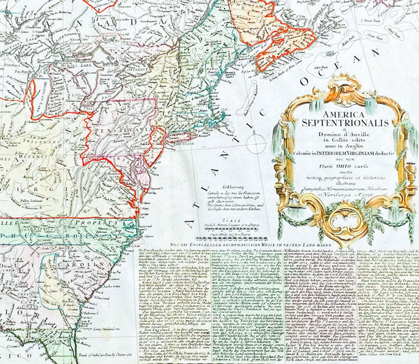 1756 Homann Antique Map Colonial United States North America French Indian War