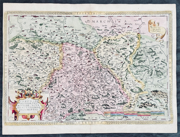 1575 Abraham Ortelius Antique Map of Saxony Eastern Germany & Western Poland