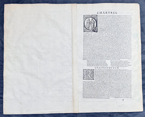 1574 Braun & Hogenberg Antique Birds Eye Views Chartres & Chateaudu Loire France