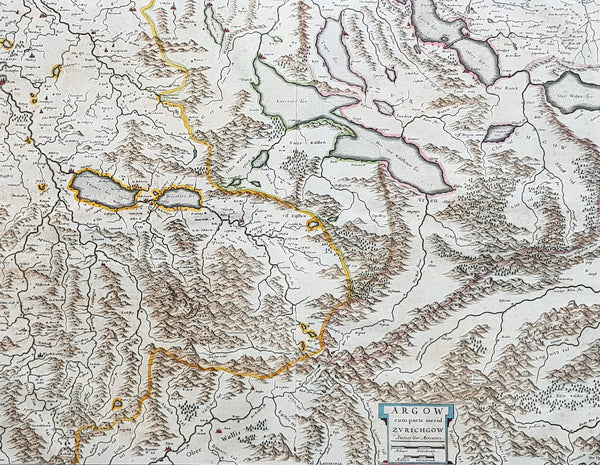 1659 Joan Blaeu Antique Map of The Cantons of Aargau & Zurich, Switzerland