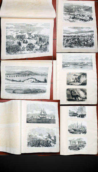1853 - 1857 Elephant Folio Album w/ 328 Antique Maps & Prints of The Crimea War - Unique
