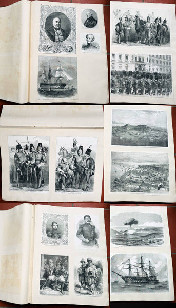 1853 - 1857 Elephant Folio Album w/ 328 Antique Maps & Prints of The Crimea War - Unique