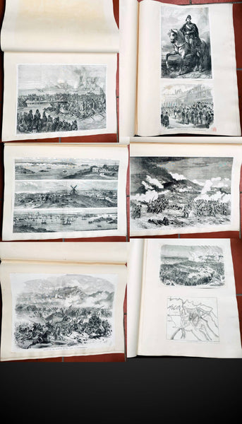 1853 - 1857 Elephant Folio Album w/ 328 Antique Maps & Prints of The Crimea War - Unique