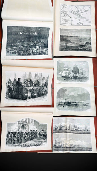1853 - 1857 Elephant Folio Album w/ 328 Antique Maps & Prints of The Crimea War - Unique