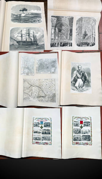 1853 - 1857 Elephant Folio Album w/ 328 Antique Maps & Prints of The Crimea War - Unique