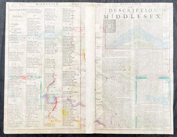 1676 John Speed Antique Map of County of Midlesex Views London & Westminster