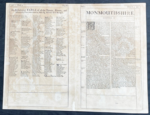 1676 John Speed Antique County Map of MonmouthShire - Beautiful Original Colour
