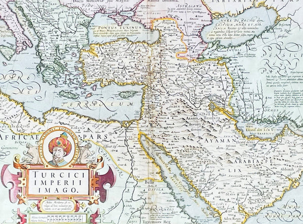 1628 Henricus Hondius Antique Map Ottoman Empire Saudi Arabia to Southern Europe