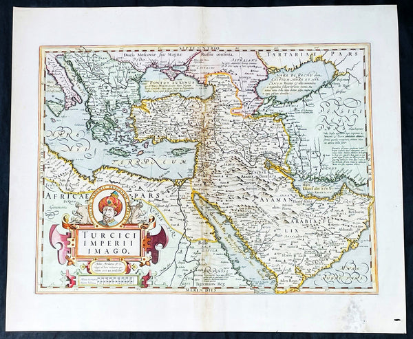 1628 Henricus Hondius Antique Map Ottoman Empire Saudi Arabia to Southern Europe