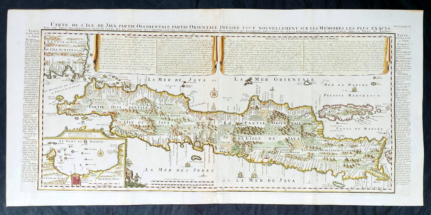 1719 Henri Chatelain Large Antique Map of Java Indonesia - EIC Dutch E ...