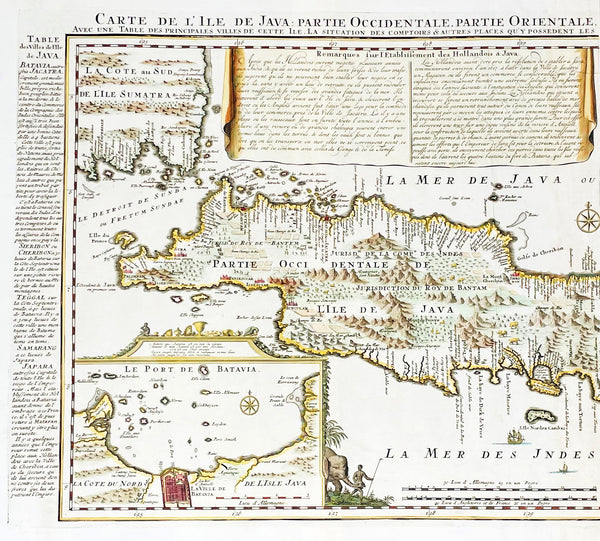 1719 Henri Chatelain Large Antique Map of Java Indonesia - EIC Dutch East Indies