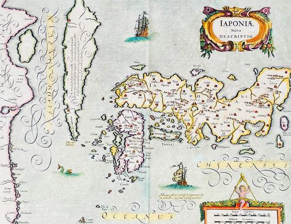 1652 Jansson Antique Map of Japan - Korea as an Island, China - Beautiful