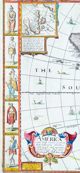 1626 (1676) John Speed Antique Map of America - Beautiful