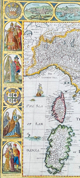 1626 (1676) John Speed Antique Map Italy Sardinia, Corsica, Sicily - Rare state
