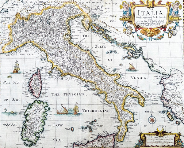 1626 (1676) John Speed Antique Map Italy Sardinia, Corsica, Sicily - Rare state