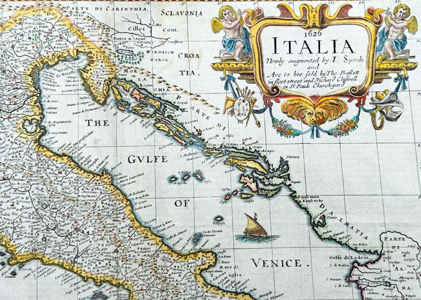 1626 (1676) John Speed Antique Map Italy Sardinia, Corsica, Sicily - Rare state