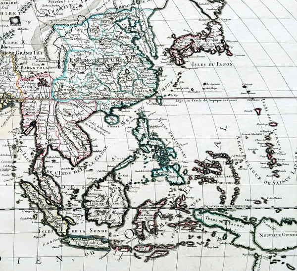1719 Jaillot Very Large Antique Map of Asia China, SE Asia, Middle East, Russia