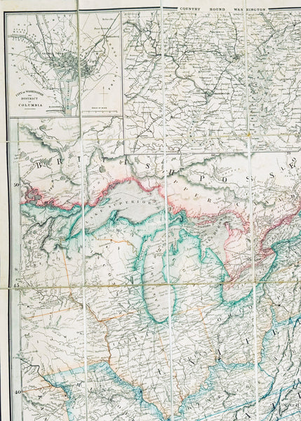 1865 James Wyld Large Antique Folding American Civil War Map - Extremely Rare