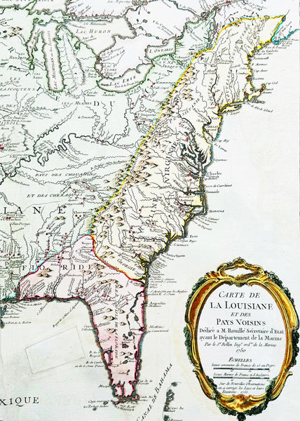 1750 (1755) Nicolas Bellin Very Scarce Large Antique Map of North America