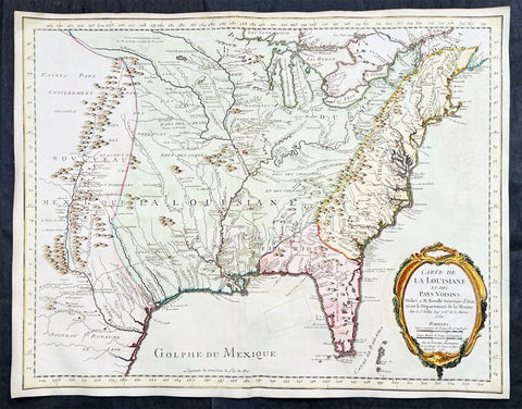 1750 (1755) Nicolas Bellin Very Scarce Large Antique Map of North America
