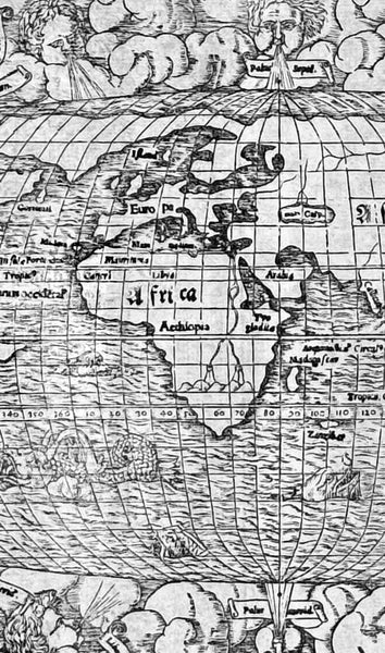 1550 Munster Rare Antique World Map - early depiction of America, Post Columbus