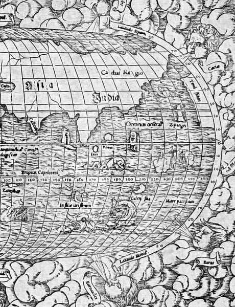 1550 Munster Rare Antique World Map - early depiction of America, Post Columbus