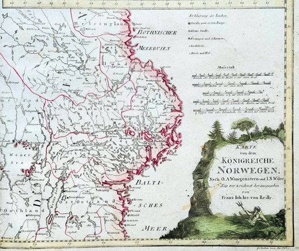 1796 Von Reilly Very Large Antique Map Norway, Sweden & Lapland - Scandinavia