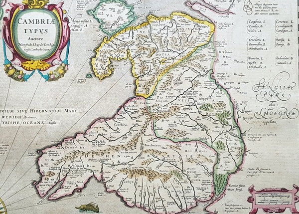 1639 Mercator & Hondius Large Old, Antique Map of Wales, GB - Humphrey Llwyd