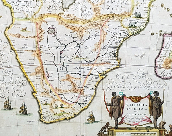 1639 Jan Jansson Large Original, Antique Map of South Africa