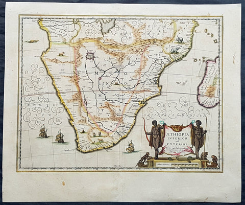 1639 Jan Jansson Large Original, Antique Map of South Africa