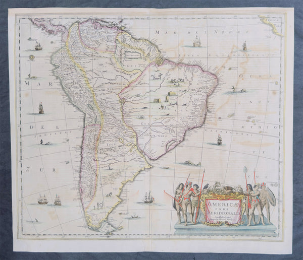 1639 Henricus Hondius Large Antique Map of South America - Beautiful