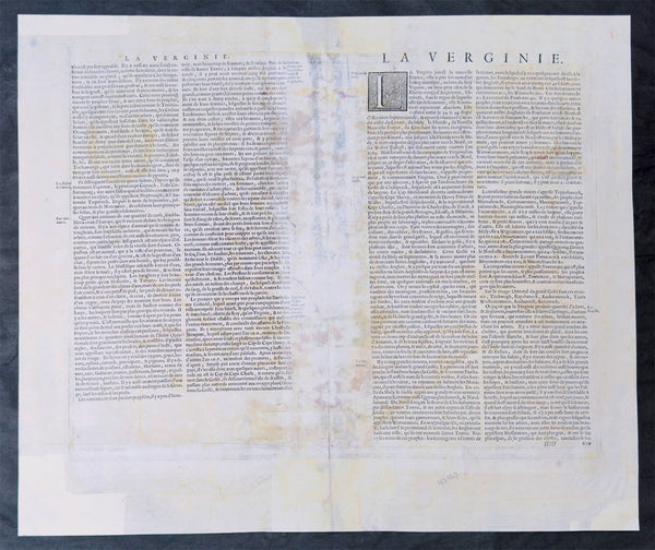 1639 Henricus Hondius & John Smith Antique Map of Virginia, America - Pocahontas